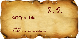 Köpe Ida névjegykártya